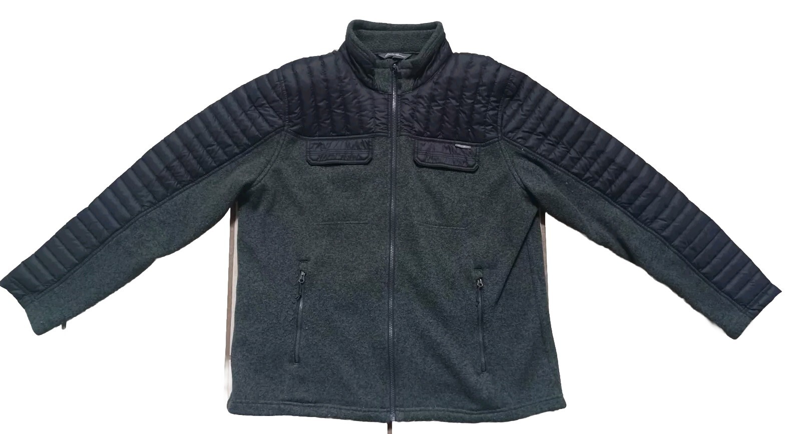 Eddie Bauer Jacket Mens XL Microtherm Hybrid Down Black Dark Gray Slim Fit EUC image 4