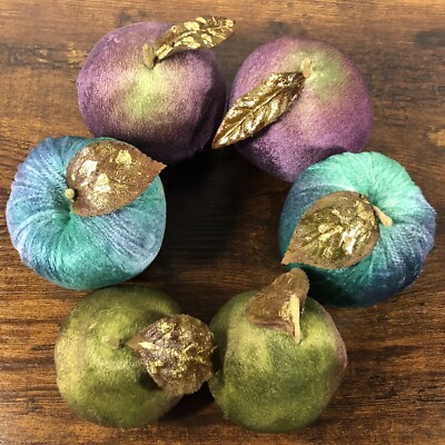 Lot Of 6 Velvet Fruit Assortments, Fruit Life Size Decoration Windward Holiday