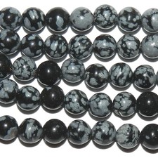 GR1832 Snowflake Obsidian 6mm Round Gemstone Beads 7"