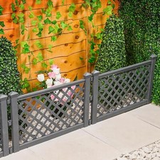 Pack of 8 Grey Plastic Fence Panels Garden Lawn Edging Plant Border Landscape