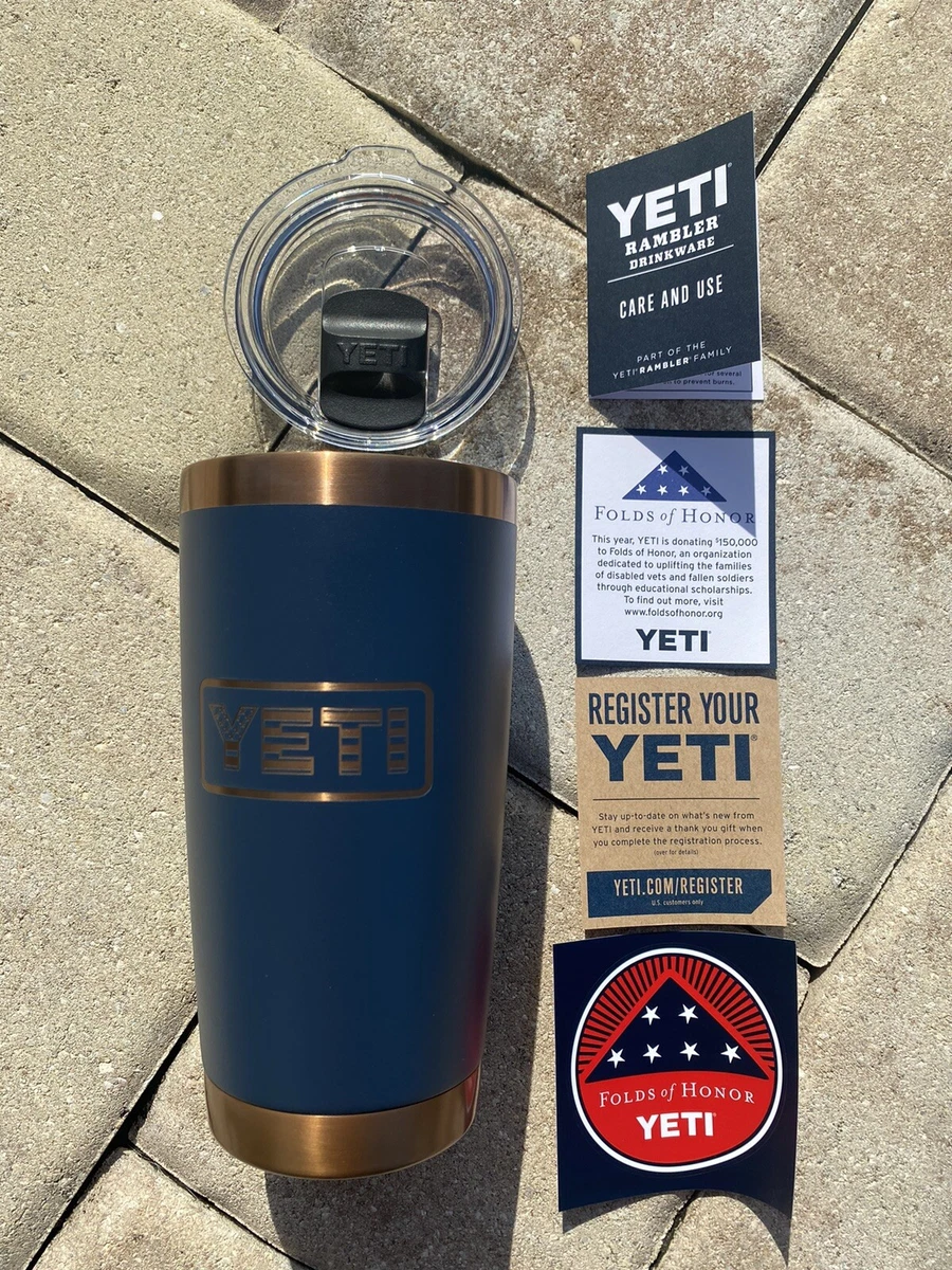 YETI Rambler 20 oz Tumbler “Folds of Honor” Navy Blue/Copper