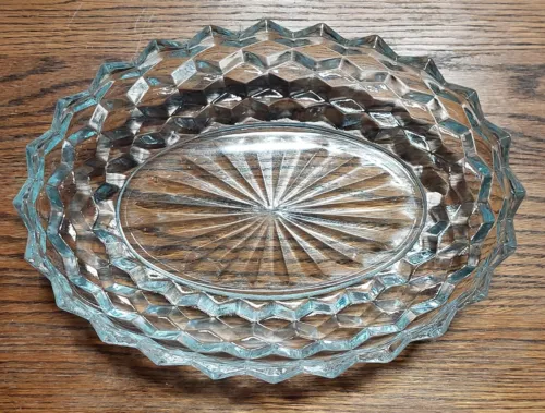 Vintage Fostoria heavy clear glass American pattern 10" oval dish