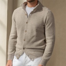Men's casual fashion long sleeve solid color knit sweater men's top