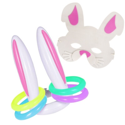 Aufblasbare Osterhasen Ohren Hoopla Ring werfen Party Spiele mit Hasen Maske