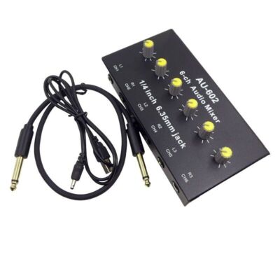 AU-602 6CH Audio Mixer Sound Mixer Supports Mono/Stereo for Mics Livestreaming #