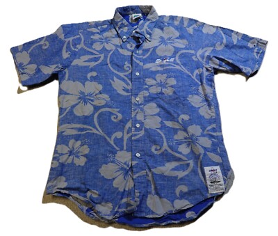 80's Offshore Button-Down Short Sleeve Shirt Medium Blue Eagle America s Cup