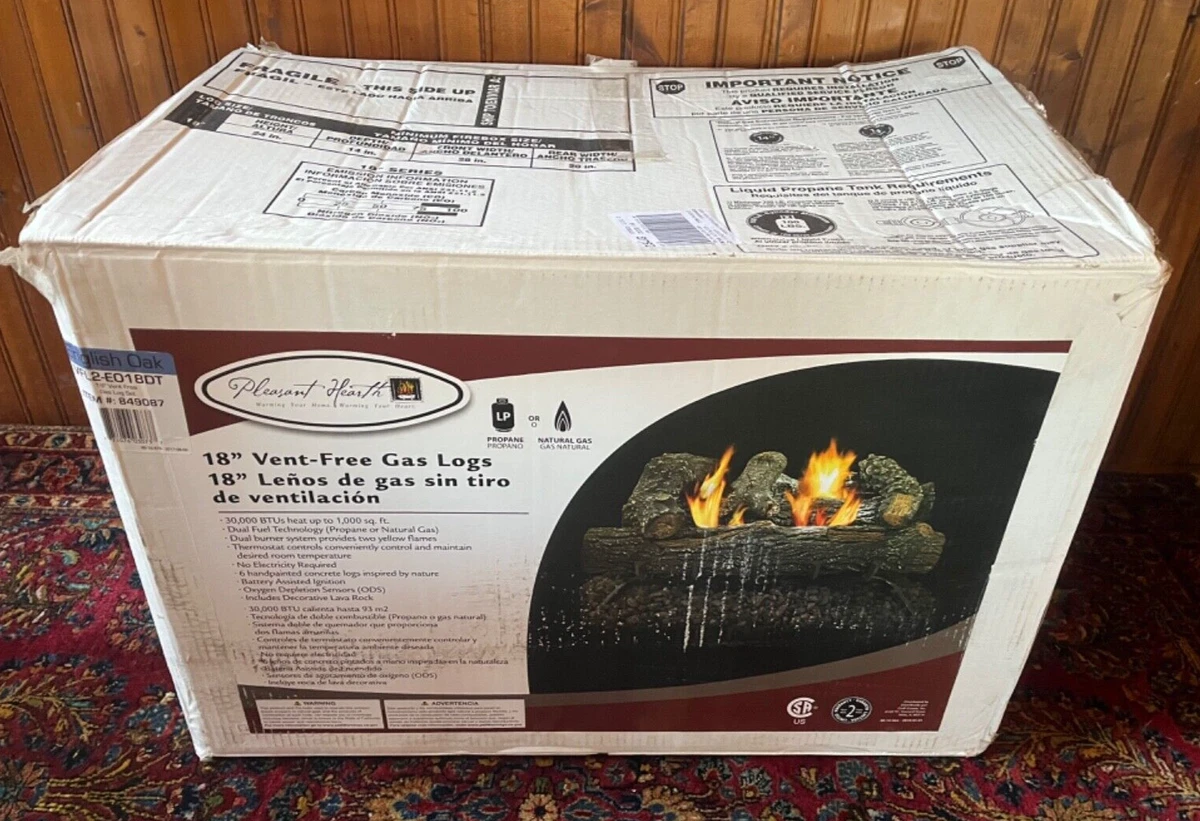 NEW PLEASANT HEARTH 30,000BTU 18u0026#034; GAS LOG VFL2E018DT PROPANE OR  NATURAL GAS | eBay