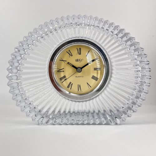 Vintage Mikasa Quartz Cut Crystal Oval Desktop Clock Made in Germany - Picture 1 of 11