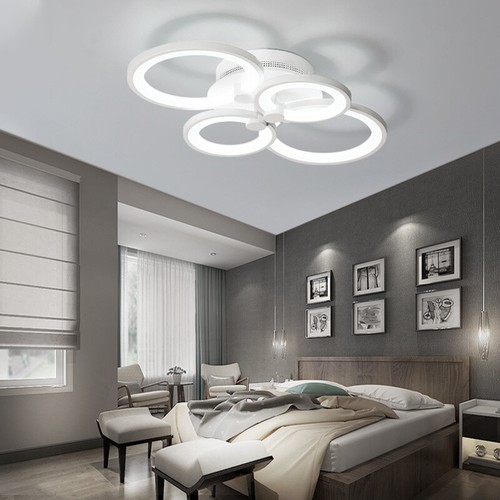 Acrylic Ring Chandelier LED Ceiling Light Fixture Lamp For Living Room 4/6/8 Way - Picture 10 of 17