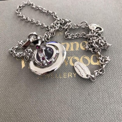 Vivienne Westwood Tiny Orb Necklace Rhinestone Purple silver with
