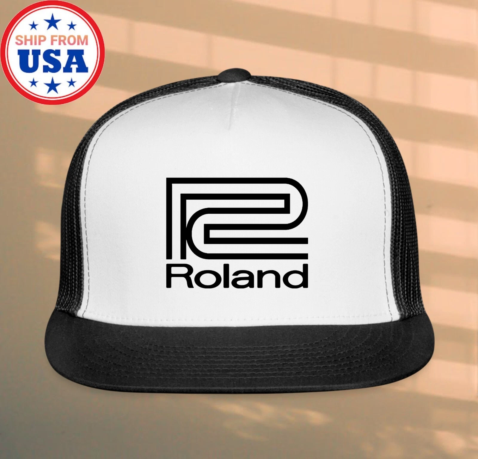 Roland Synthesizer Black/White Trucker Hat Cap Adult Size