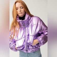 Chaqueta acolchada Tach púrpura metalizada Mirna