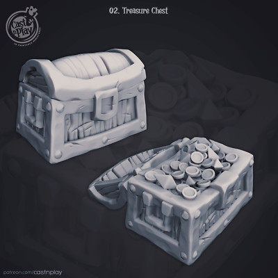 3D Printed Cast n Play Treasure Chest 28mm 32mm D&D