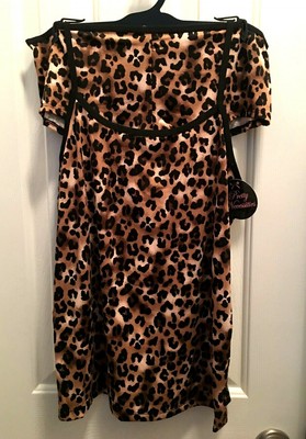 Womens Sexy Leopard Print Camisole & Cheeky Panty Set Size S-1X-2X Adj Straps 