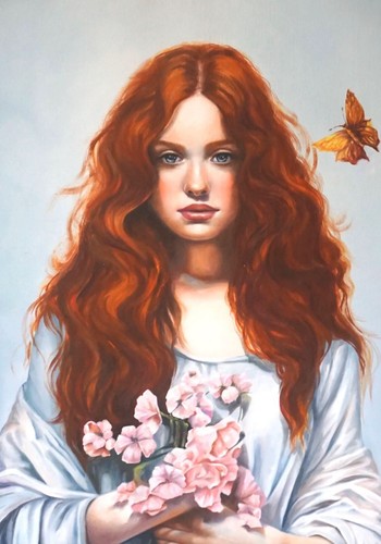ORIGINAL, FRAMED OIL PAINTING OF LOVELY YOUNG REDHEAD WOMAN GIRL FEMALE - Picture 10 of 10