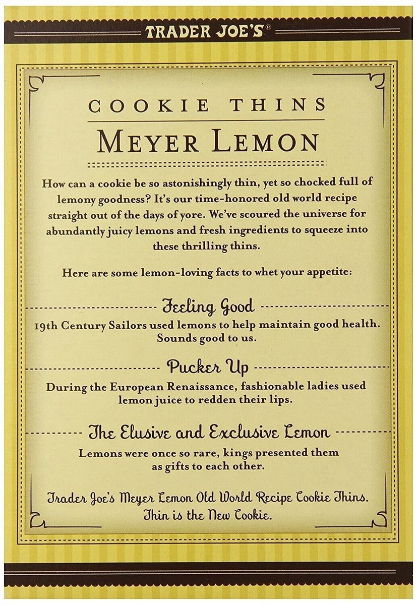 Trader Joe's Cookie Thins Meyer Lemon 9 oz Each | eBay