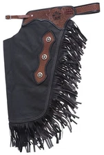 Western Chinks Chaps - Basket Tooled Yoke Smooth Brown Leather - S,M,L,XL