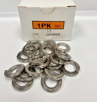 New 1/2'' Split Lock Washers, 18-8 Stainless Steel (10ea)