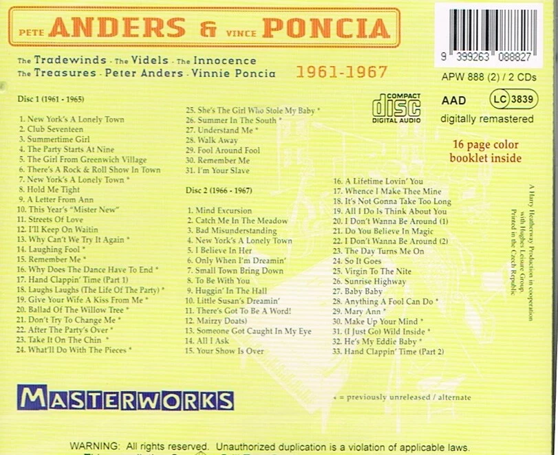 Anders & Poncia: Masterworks - 2 CDs - Bild 2 von 2