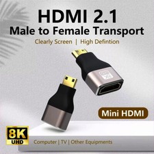 Mini HDMI Male to HDMI Female Adapter Connector 8K 60Hz V2.1 Ultra HD Converter