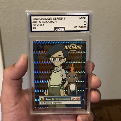 1999 DIGIMON CARD JOE & BUKAMON | 9 of 34 HOLO Graded 9 AGS
