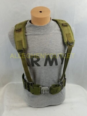 個人装備 Bianchi Military Web Pistol Belt M1016 USGI Military LARGE Army Web PISTOL BELT & Army Y SUSPENDERS Set