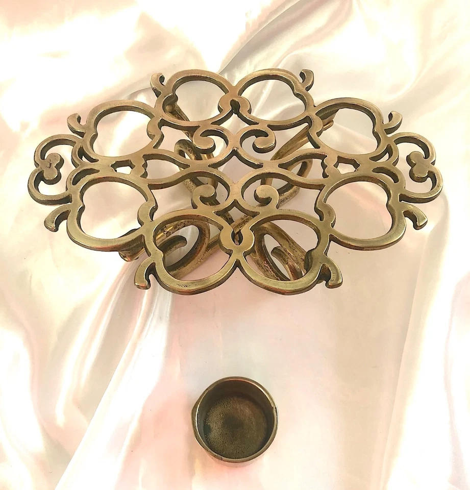 Messing Stövchen Massiv Rechaud Teestövchen Apfel Ornamente - Bild 4 von 4