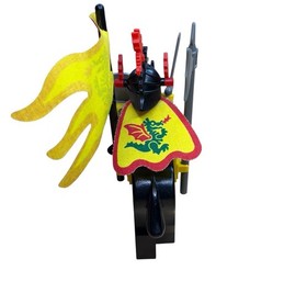 LEGO Systems Castle Dragon Master Knight red plumes Cas219 with horse 6076