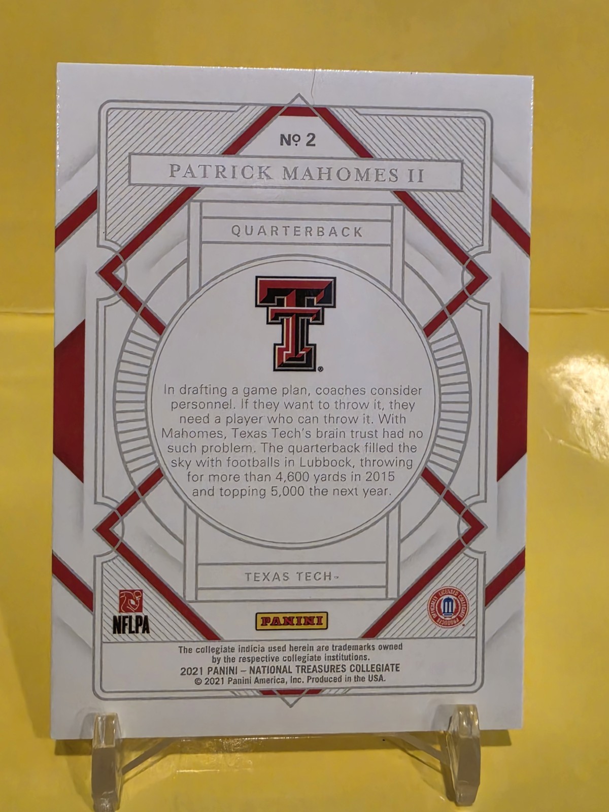 2021 PANINI NATIONAL TREASURES PATRICK MAHOMES II 61/99 COLLEGIATE # 2 view 3