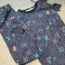 Fish Stix Unisex US Kids 10 Yrs - 2pc Cotton Knit Pajama Set Long Sleeve Monster