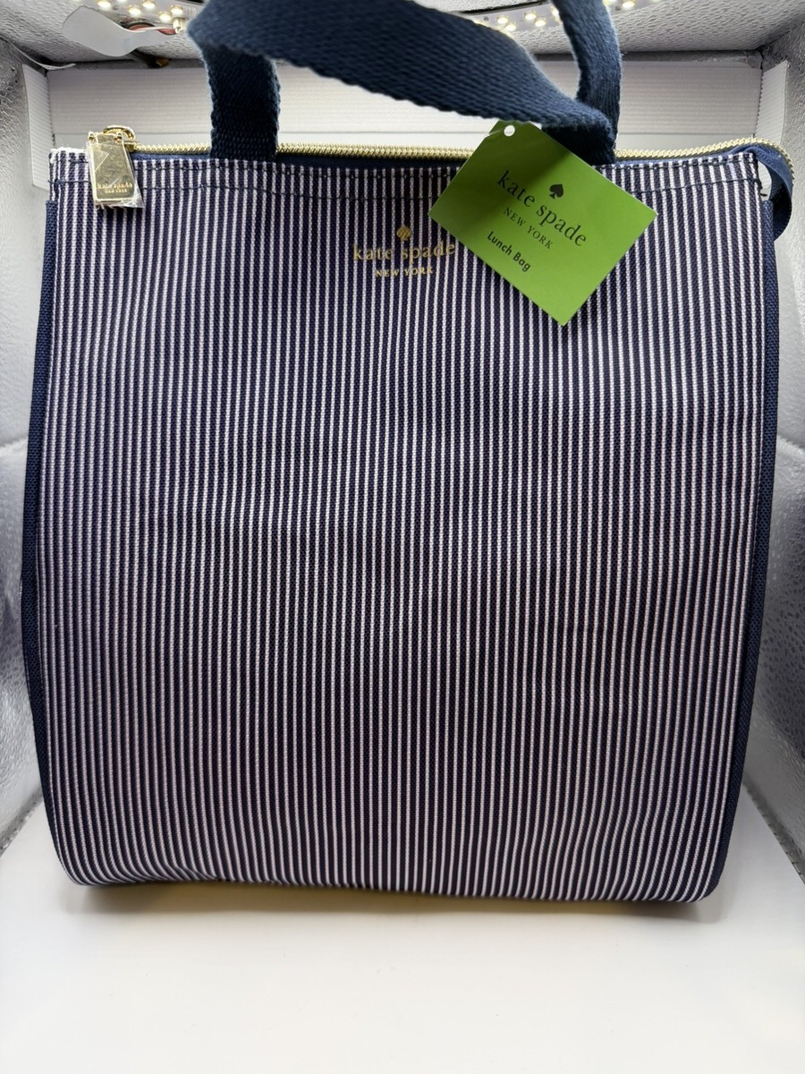 Kate Spade Navy & White Pinstripe Insulated Lunch Tote Bag