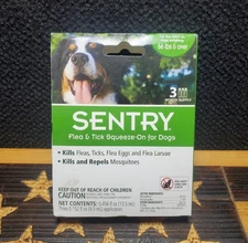 NEW! Sentry Flea & Tick Squeeze-On for LARGE Dogs 66 lbs & Over | 3 Month Supply