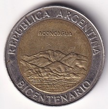 ARGENTINA 2010 1 peso - KM#157  -Aconcagua - Bimetallic  R1098 CIRCULATED