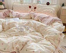 4pc Set King Size 100 Cotton: Bed Sheet  Quit Cover And With 2 Pillow Cases