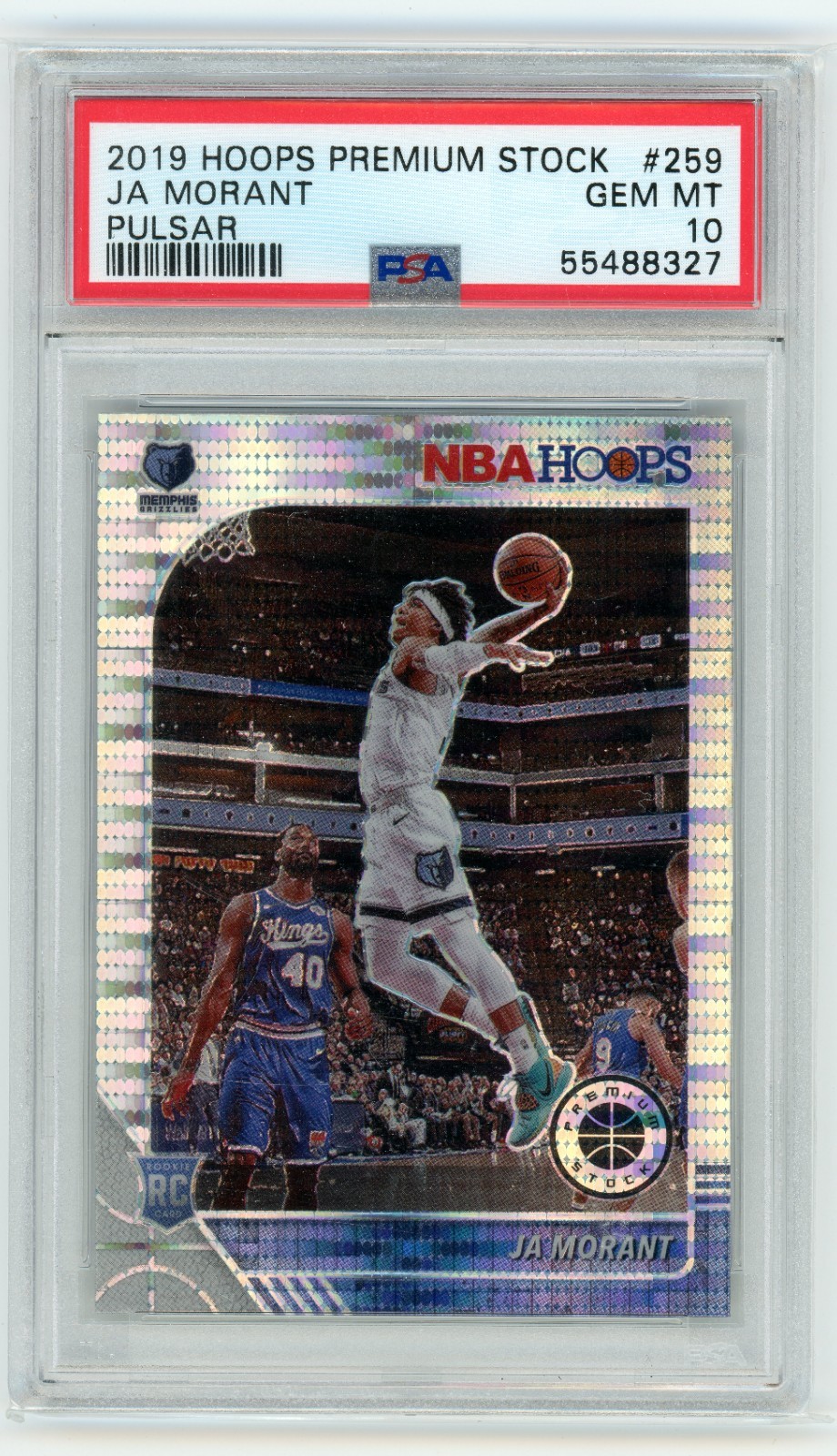 2019-20 NBA Hoops Premium Stock Pulsar Ja Morant RC #259 Grizzlies PSA 10 view 1