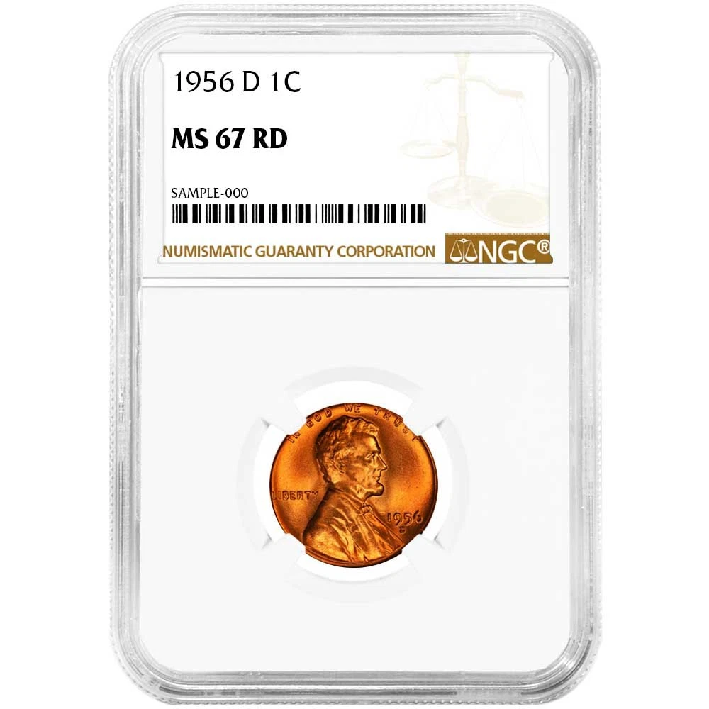 Uncirculated MS 67 Graded 1956 Lincoln Wheat US Small Cents (1909