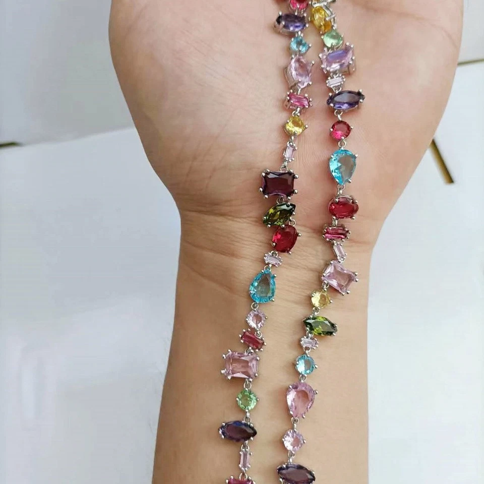 Соответствующий радужный цвет конфеты ожерелье женщин Swarovski кристалл кости ожерелье - Изображение 2 из 4