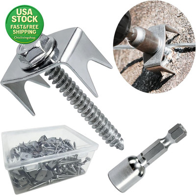 100 Pcs Galvanized Steel Fence Staples Hex Socket Reusable Wire Clips 1.6 Inch