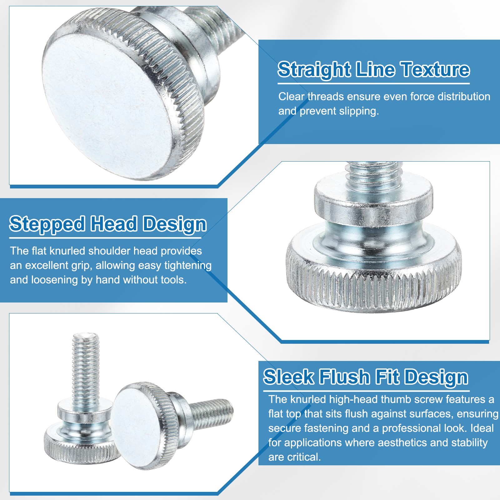 M10 x 25mm 4Pcs Knurled Thumb Screws with Shoulder Grip Knobs for TV Monitor