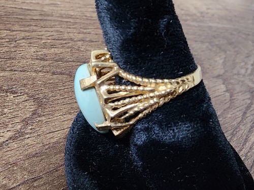 14kt Gelbgold Vintage Türkis Ring DAMEN GR. 7 A* - Bild 2 von 9