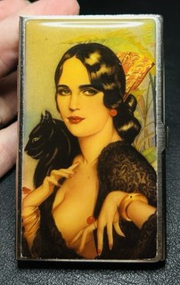 VTG Classic Hardware Signed Spanish Gypsy Lady Metal Business Card Holder