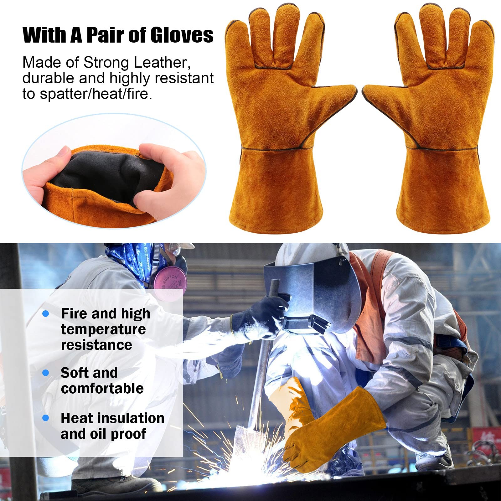 Glarks 4Pcs 10'' Chipping Hammer With Coil Spring Handle and Wire Brush, Pair...