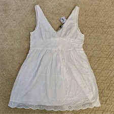 American Eagle Eyelet dress women’s L white babydoll beach Boho lined Cotton NWT