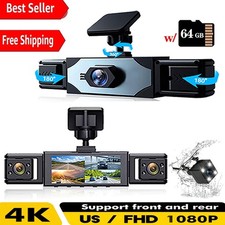360  Dash Cam Front and Rear Inside,4 Channel Camera FHD 1080P Recorder G-Sensor