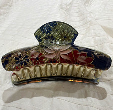 Floral Glitter Hair Claw Clip