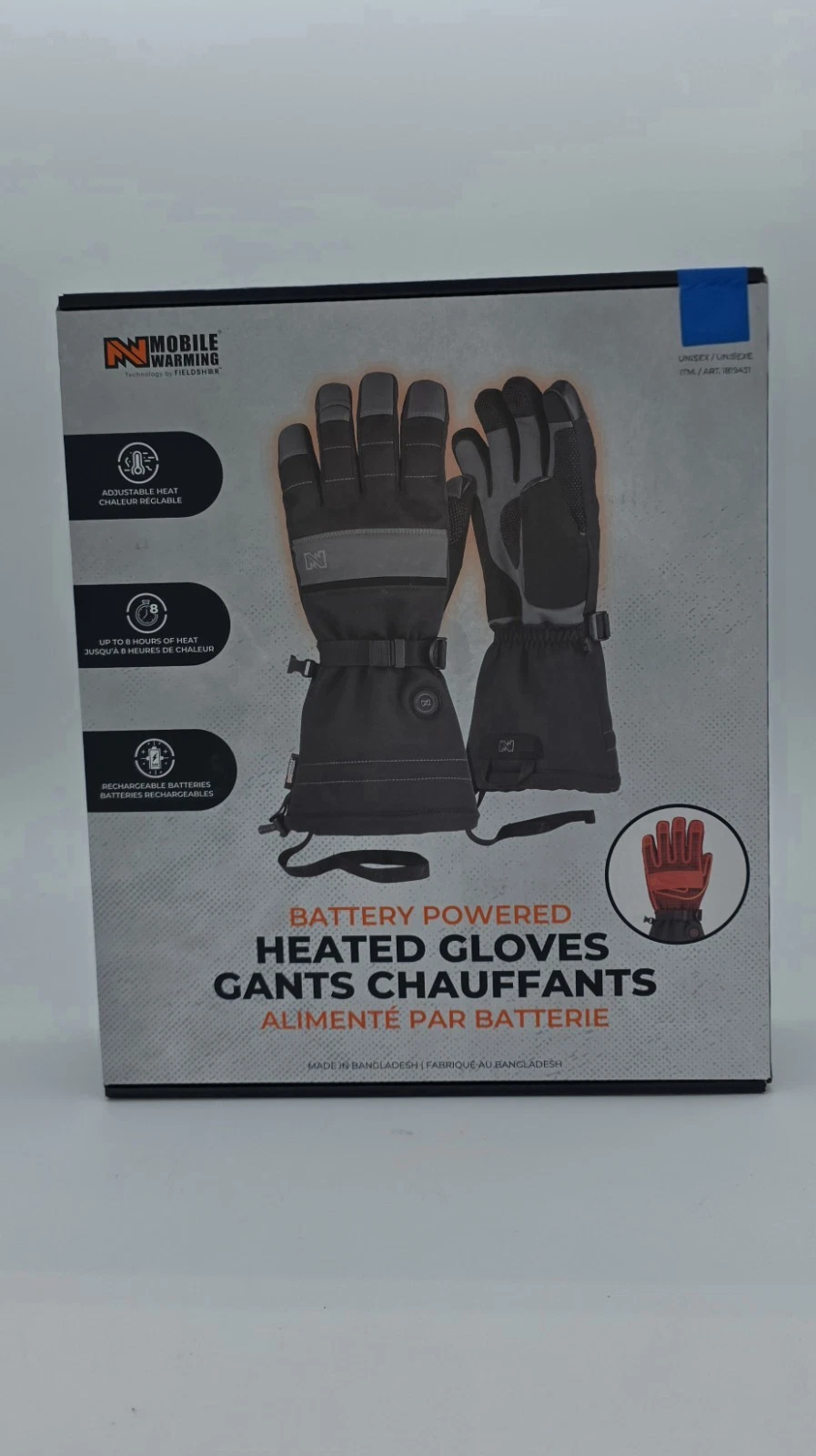 Mobile Warming Battery Operated Heated Gloves Touchscreen Compatible, Medium
