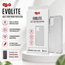 For (Samsung Galaxy A03S) Tech21 Case Flexible Rubber Gel Cover - Frosted Clear