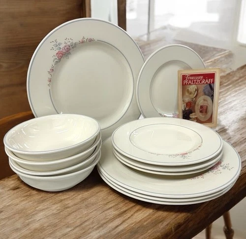Vintage Pfaltzgraff Trousseau Dinnerware Set – 12 Pc Plates & Bowls 1987 USA