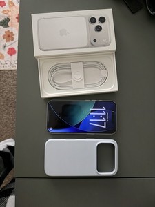 Apple iPhone White Smartphone with Original Box, Charging Cable, White Case