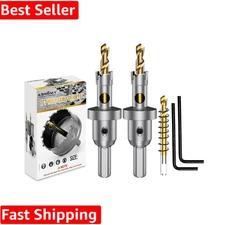 High Precision 2Pcs TCT Hole Saw for Hard Metal - Includes Titanium Drill Bit